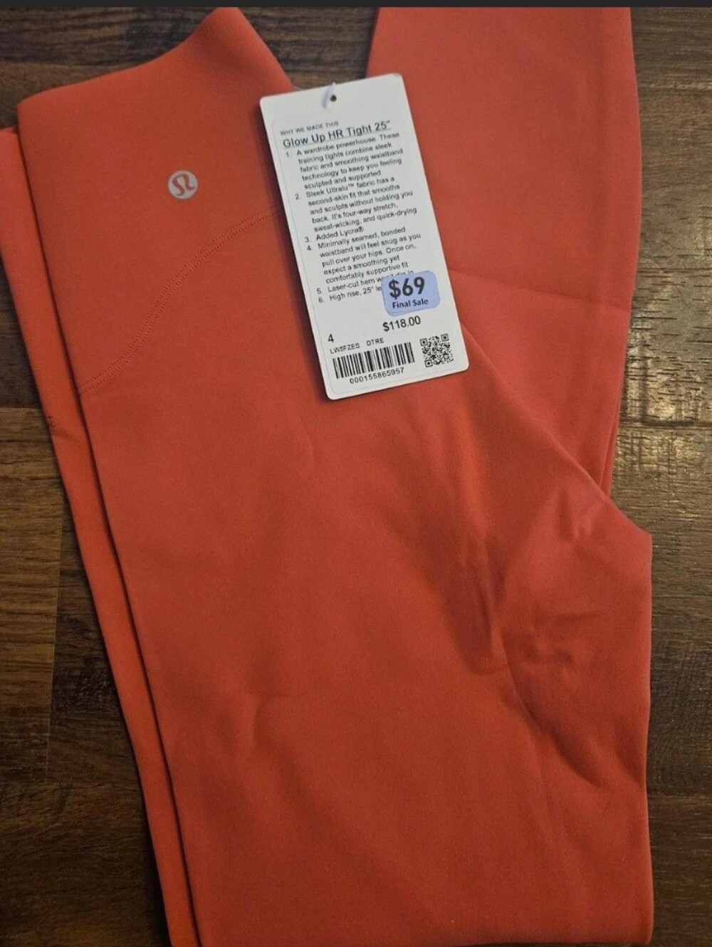 lululemon athletica Glow Up HR Tight 25" - Coral/Orange